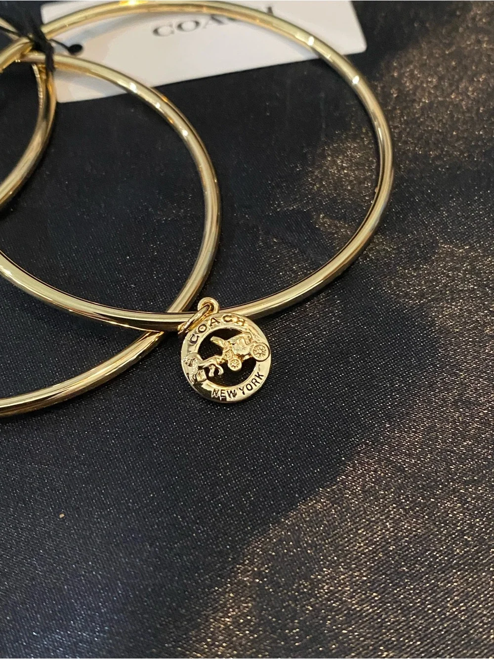 Coach Gold-Tone Trio Charm Bangle Bracelets -NEW